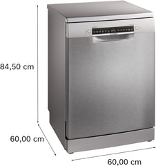 Bosch - Lavavajillas Libre Instalación, 60 cm, Serie 4, Home Connect, Motor EcoSilence, Acero, SMS4EMI06E
