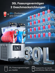 FOHERE Kommerzielle Slush Maschine, 30L Tanks Slush Eis Maschine,Unabhängige Tank Kontrolle, Slushie Maschine für Restaurants Café Bars Party