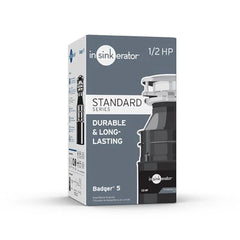 InSinkErator Badger 5 Garbage Disposal, 1/2 HP Continuous Feed, Durable Steel, Easy Install