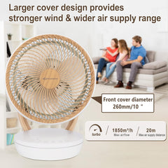 MYCARBON Ventilator sehr leise DC Motor 20dB 1850m³/h Luftmenge 8 Stufe ECO Modi Tischventilator 3D Luftumwälzer für 30m² Schlafzimmer Turbo