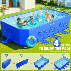 Foldable Pool, Large Non-Inflatable Swimming Pool For Kids,Adult Collapsible Pools Hard Plastic Shell, Oversized Thickened,Portable Folding Kids Pools for Backyard-Mosaic Design-115"x66"x20"