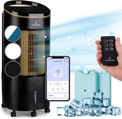 Klarstein Luftkühler mit Wasserkühlung, Leiser 4-in-1 Verdunstungskühler, Luftbefeuchter, Ventilator & Nachtmodus, Mobile Klimageräte Luftkühler 7L,