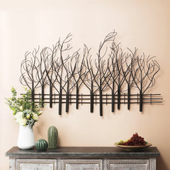 Black Metal Tree Wall Decor, Modern Forest Design Wall Art Sculpture for Living Room, Bedroom and Home Decoration