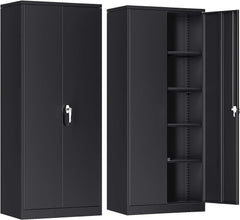 Atripark Metal Storage Cabinet with Lock, 72" Lockable Garage Tool Cabinet with Doors