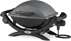 Weber Q1400 Elektrogrill, 43 x 32cm Grillfäche, portabler BBQ Grill, 2-geteilter porzellanemaillierter Guss-Grillrost, Aluminiumguss Deckel & Gehäuse