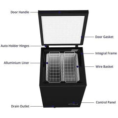 Chest Freezer – 3.5 Cu Ft with 2 Removable Baskets – Reach In Freezer Chest – Quiet Compact Freezer – 7 Temperature Settings – Black