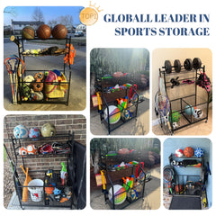 Garage Ball Storage Organizer for Sports Equipment, Sports Ball Rack for Home, Garage and Gym