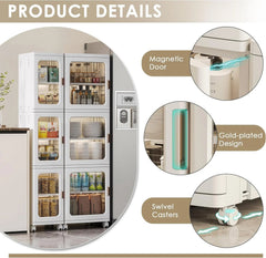 4-Tier Tall Narrow Plastic Storage Cabinet, Slim Vertical Organizer for Bathroom, Bedroom and Home Storage