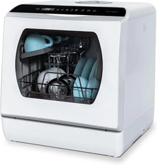 Hermitlux Mini Geschirrspüler, Spülmaschine für 4 Bestecksätze, 5 Liter Wassertank, 6 Programme Mini Tischgeschirrspüler, Perfekt für Wohnungen,