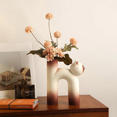 Creative Ceramic Cat Decorative Vase for Living Room Tabletop Decor