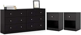 3 Piece Bedroom Set with 6-Drawer Double Dresser