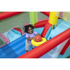 10' Inflatable Bounce House Park with Basketball and Slide. 126