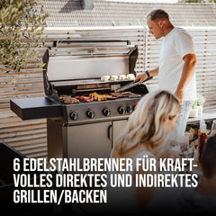 Enders Gasgrill Hyde 6 SIKR Turbo, 6-Brenner aus Edelstahl für kraftvolles direktes und indirektes Grillen, 800 °C TURBO ZONE, SWITCH GRID, Infarot-