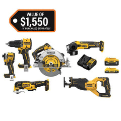DEWALT DCK650D1P1 - 20V MAX Lithium-Ion Cordless 6-Tool Combo Kit with 5.0 Ah and 2.0 Ah Batteries and Charger