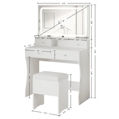 IRONCK Vanity Desk Set with LED Lighted Mirror & Power Outlet