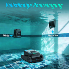 (2026 Neu) PC10 Poolroboter, Poolsauger Akku Kabelloser, Poolroboter Boden und Wand, Wasserlinie, 18927 LPH, Intelligenten Navigation, Wandklettern,