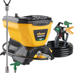 Spray gun kit, high-efficiency airless sprayer, low overspray, equipped with a 12-inch extension rod, suitable for large projects, with 515 and 413 type nozzles, yellow in color.