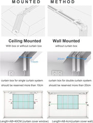 Electric Smart Curtains System, Automatic Curtain Opener, Motorized Curtains Rod with Remote, Compatible with Alexa/Google Home/Tuya App (Up to 204inches)