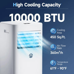 10000 BTU Portable AC for Room up to 450 Sq. Ft
