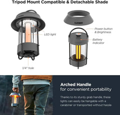 Desk Lamp (Dark Gray) - A beautiful portable outdoor lamp, featuring 4 different lighting heads, equipped with a 6700 mAh rechargeable battery, with a brightness of up to 660 lumens, and featuring waterproof functionality. Suitable for Halloween deco