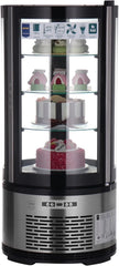 METRO Professional Kuchen-Vitrine GRV1100, Gastro, Edelstahl/Glas, 100 L, Umluftkühlung, 490W, Temperaturanzeige, automatisches Abtauen, rund, silber,