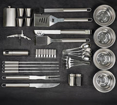 Outdoor Grill Accessories for Barbeque - Outdoor Grill Accessories for Barbeque - Premium Grill Tool Sets - Dark Wood Case Grilling Set - Griddle Accessories Kit - BBQ Gear