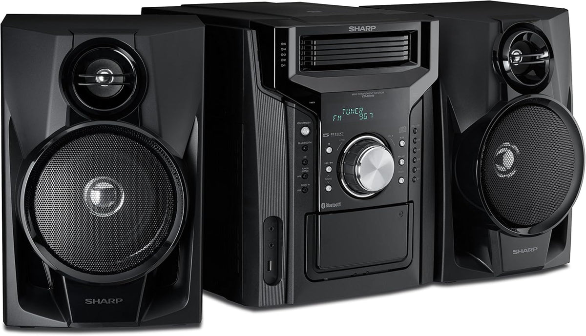 240W 5-Disc Mini Shelf Stereo System – Bluetooth, Cassette Deck, USB & AM/FM Radio
