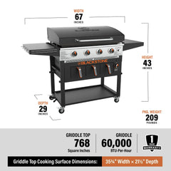 Blackstone 4-Burner 36" Propane Outdoor Griddle with Air Fryer and Hood