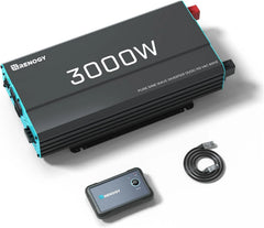3000W Pure Sine Wave Inverter 12V DC to 120V AC Converter for Home, RV, Truck, Off-Grid Solar Power Inverter 12V to 110V with Built-in 5V/2.1A USB / Hardwire Port, Remote Controller
