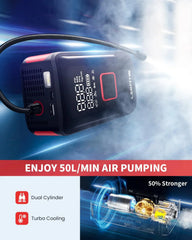 Tire Inflator Portable Air Compressor Fit Pickup Truck & Large Tires Air Pump for Car Tires w/Digital Pressure Gauge, Auto Stop, 150PSI Electric 12000mAh Cordless 12V Corded Dual-Use