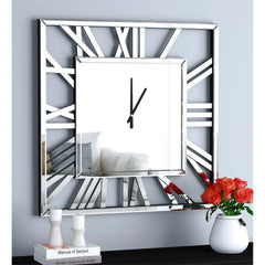 Large Modern Mirrored Wall Clock, Oversized Decorative Hanging Clock for Living Room, Bedroom and Home Decor