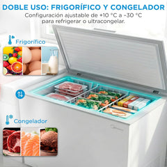 MIDEA Arcon Congelador Pequeño de 293L | Congelador Horizontal Convertible a Frigorífico con Motor Inverter, Control Electrónico de Temperatura,