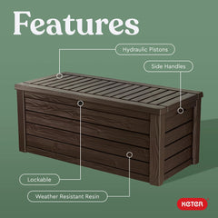 150 Gallon Outdoor Deck Box with Bench Seat, Large Storage Container for Patio, Garden, Yard and Pool Area