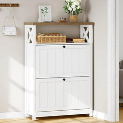 Shoe Storage Cabinet Organizer with 2 Compartments, Entryway and Hallway Shoe Cabinet