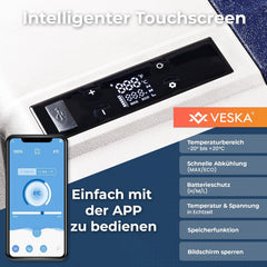 Kompressor Kühlbox elektrisch, Gefriertruhe mit APP-Steuerung, USB-Anschluss, 12/24V, 230V, Räder, transportabler Kühlschrank, Kühltruhe, Gefrierbox bis -20 °C für Auto, LKW, Boot (52L - anthrazit)