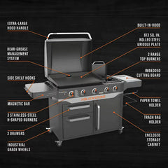 28" 5-Burner Propane Griddle with Range Top – 72,000 BTU Outdoor Cooking Station