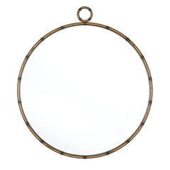 Antique Brass Finish Round Wall Mirror, Decorative Accent Mirror for Living Room, Bedroom and Entryway