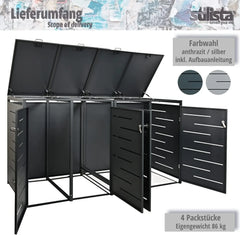 STILISTA Mülltonnenverkleidung aus Metall, für 4 Mülltonnen je 240 Liter, anthrazit