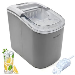 Compact desktop ice machine, capable of producing 26 pounds of ice per day, black color