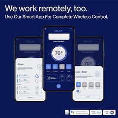 Hyper Heat Lower as -13°F 9,000 BTU WiFi Mini Split,Work with Alexa,Energy Star 115V 23 SEER2,Cools Up to 400 Sq. Ft,Inverter AC with 0.75 Ton Pre-Charged Heat Pump & 16.4ft Installation Kits
