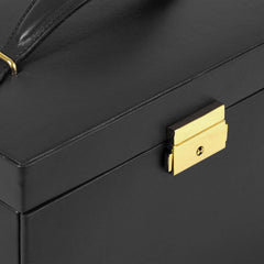 Medium-sized jewelry box, made of tin - 28 compartments, 10 spaces for storing rings, 20 slots for ear piercings + 10 compartments for storing necklaces - Includes a handbag