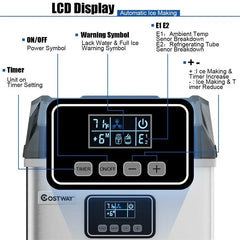 48LBS/24H Stainless Steel Countertop Ice Maker Machine with Self-Clean Function LCD Display Ice Scoop Basket