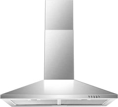 30 Inch Wall Mount Stainless Steel Range Hood, Modern Kitchen Exhaust Vent Hood with LED Light