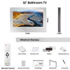 32" Waterproof Smart Magic TV for Bathroom-On Wall Mirror TV