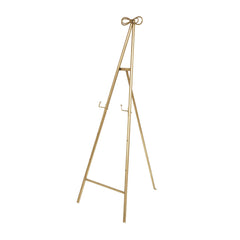 Tall Adjustable 3-Tier Metal Display Stand, Gold Floor Easel with Bow Top