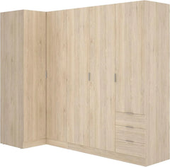DEKIT GRUPO RIMOBEL Essen Armario de rincón con cajones - Roble Natural - 184 cm (Alto) x 91 cm (Ancho) x 214 cm (Prof.)