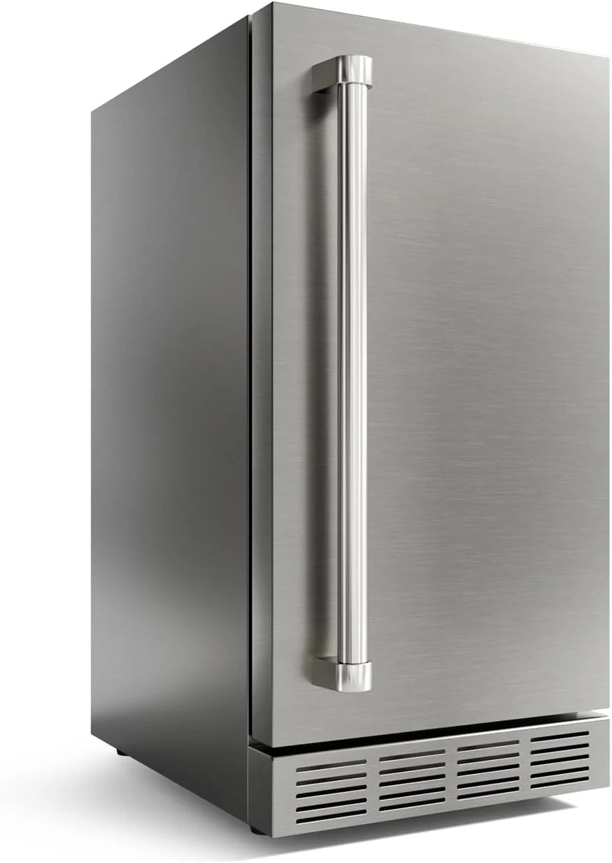 15 Inch Outdoor Refrigerator, Weather Proof Stainless Steel Beverage Beer Cooler Under Counter Fridge, Indoor/Outdoor Refrigerator with 3 Shelves for Patio Kitchen and Commercial Use