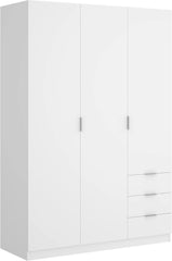 DEKIT GRUPO RIMOBEL Armario Ropero 3 Puertas Y 3 Cajones - Blanco - 121X184X52 Cm