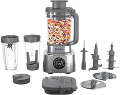Blender and food processor combination set, Foodi powerful blender system, suitable for making smoothies, bowl foods, spreads and milkshakes, with 6 functions, 72-ounce water jug, portable cup, silver color, SS401 model.