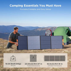 200 Watt Portable Solar Panel for Power Station,RV Essentials,200W 20V Foldable Solar Charger with Solar Cable,23.5% High Efficiency IP67 Waterproof 4 Kickstands for Camping RV Road Trip